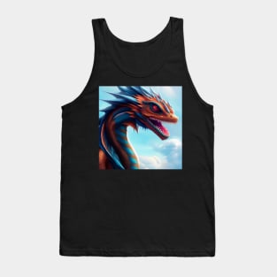 Red Serpentine Dragon with Blue Highlights Tank Top